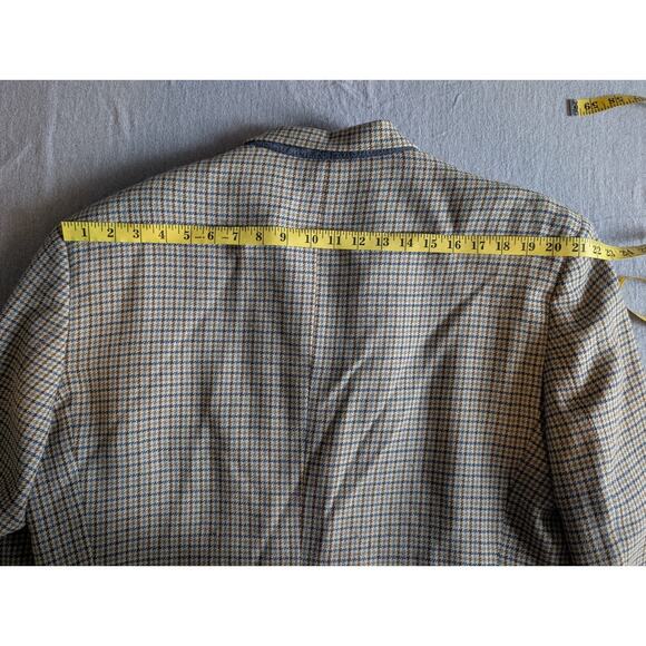 Raspinni uomo Houndstooth Plaid 6 Button 46L Wool Blazer Brown/Blue - Picture 14 of 15